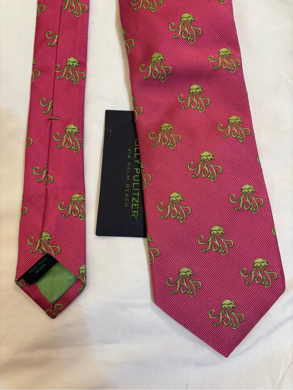 Lilly Pulitzer Via Palm Beach Octopus Silk Necktie NWT Pink Green Preppy